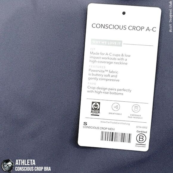 ATHLETA CONSCIOUS CROP A-C RACERBACK TANK BRA IN MEDIEVAL VIOLET RARE COLOR S, M - Picture 7 of 10